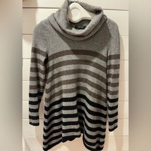 Saks Fifth Avenue 100% Cashmere Striped Cowlneck Tunic Sweater size M